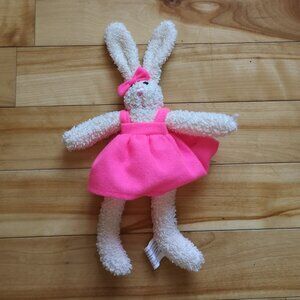 VINTAGE Bunny Rabbit with Pink Dress Plush Stuffed Animal